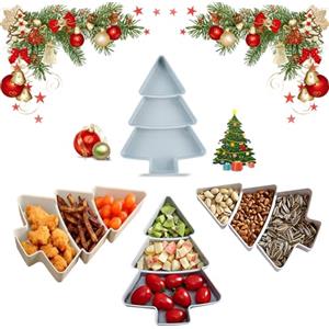 Dwafill Piatto da Portata Natalizio, Dwafill Piatti natalizi, Vassoio Snack, Adatto per Frutta, Snack, Dessert dal Piatti Natale, Servizio Piatti Natale (Blu)