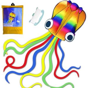 HONBO Aquilone grande polpo drago aereo, grande Easy Flyer Drago arcobaleno con lunghe code colorate per giochi e attività all'aperto per adulti