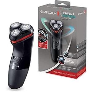 Remington PR1330 Rasoio Elettrico Barba con Testine Rotanti, Lame Doppia Traccia in Acciaio Inox Antimicrobiche, Funzionamento a Rete, Rifinitore di Precisione - Nero, Rosso