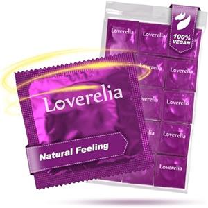 Loverelia Preservativi Loverelia Natural Feeling-fare l'amore realistico e intenso-vestibilità perfetta e facile da srotolare-lattice di gomma naturale-vegan-real feeling-confezione da 50 (1x50 pezzi)