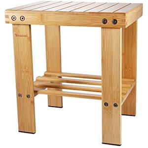 Yoassi Sgabello/Sedia/Panca Scarpiera Multifunzionale in Bambù Naturale con Ripiano per Ingresso Soggiorno Bagno Casa Spiaggia Picnic Giardino per Bambini e Adulti 31 * 24 * 34 cm (Taglia M)