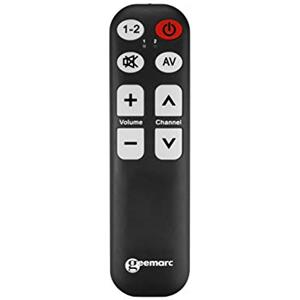 Geemarc TV5 - Telecomando universale facile da usare con 7 pulsanti programmabili per anziani - Richiede telecomando originale per l'accoppiamento - Funziona con infrarossi