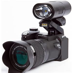 SHEHUALI Macchina fotografica digitale, Zoom ottico 24X Teleobiettivo grandangolare Fotocamera digitale professionale SLR Torcia 33MP Registratore 1080P 3quot;Schermo(128G SD Card,With Flashlight)