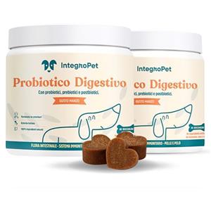 INTEGROPET - Probiotico per Cani Gusto Manzo 2 Confezioni - Integratori Probiotici per Cani per Intestino, Prurito e Sistema Immunitario (80 Bocconcini)