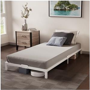 Dreamzie Strutura Letto 90x200 con Rete Singola Metallica Bianca - Altezza 25 cm - Letto Singolo 90x200 con Piedi