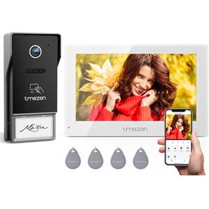 TMEZON Y73 Videocitofono Smart Wifi Video Citofoni 2 Fili,Schermo a Colori TFT LCD da 7'' e Campanello Esterno con Telecamera 1080P, Sblocco APP/RFID,Rilevamento Movimento Umano,Monofamiliare