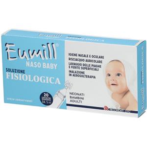 Eumill Naso Baby - Soluzione Fisiologica Sterile in 20 Contenitori Monodose da 5ml, Senza Conservanti