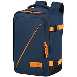 American Tourister Take2Cabin - Borsa da cabina Ryanair 25 x 20 x 40 cm, 24 L, 0,50 kg, Bagaglio a mano, Zaino aereo S Underseat, Blu/Arancione (Dark Navy/Radiant Orange)