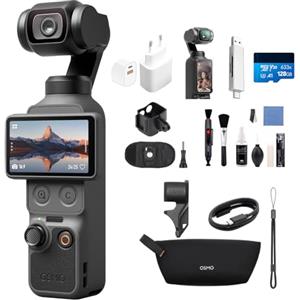 DJI Osmo Pocket 4 Combo Standard, fotocamera stabilizzata tascabile per vlog, CMOS da 1″ e 4K/240fps, stabilizzazione a tre assi, 107 GB di memoria integrata (Multiple Accessories Bundle)