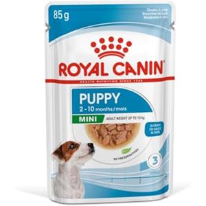 Royal Canin Mini Puppy Cibo Umido per Cuccioli di Piccola Taglia - 12 x 85 g - Bocconcini in Salsa per Cuccioli Fino a 10 Mesi