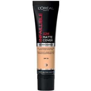 L'Oréal Paris Fondotinta Infaillible 32H Matte Cover - Alta Coprenza, Finish Matte, Tenuta Fino a 32 Ore, Formula con Niacinamide
