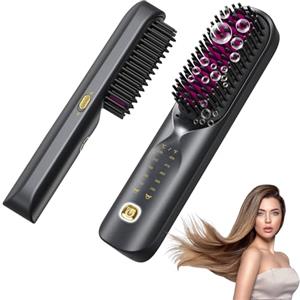 Bopcal Spazzola Lisciante per Capelli 10000mAh - 3 in 1 Spazzola Lisciante Senza Fili 300 Milioni di Ioni, Riscaldata 30S, Ceramica antiscottatura, Viaggio, Portatile e Powerbank
