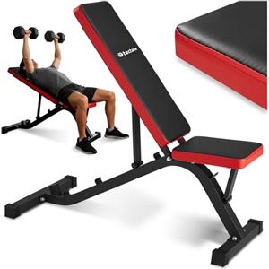 tectake® Panca Palestra Regolabile Multifunzione 116x51x122cm, Panca Inclinata per Pesi Palestra, Attrezzi Home Gym per Bicipiti, Pettorali e altro, Allenamento a Casa, Workout, Fitness - Nero/Rosso