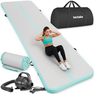 tectake® Tappetino Gonfiabile per Allenamento, Fitness, Materasso Gonfiabile con Pompa Elettrica, 4 Maniglie, Borsa per Trasporto, Kit di Riparazione, PVC Idrorepellente
