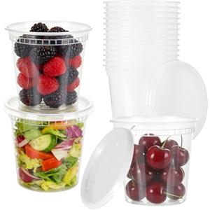 Romon Contenitori Ermetici per Alimenti, Set Di 24 Récipients in Plastica, Vaschette Con Coperchio, Kit per Conservazione Cibo, Compatibili Con Microonde E Frigorifero, Facile Da Riporre (710ml/24oz)
