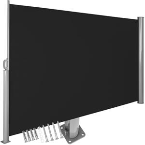 tectake® Tenda Frangivento a Scorrimento con Cassonetto in Alluminio, Paravento Estraibile Esterno, Frangivista con Meccanismo Automatico, Protezione Solare e Privacy, 160x300 cm - Nero