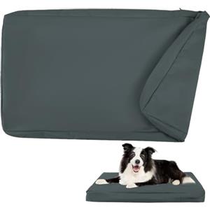 DUJUIKE Coprimaterasso di Ricambio Impermeabile per Cani, coprimaterasso per Animali Domestici, coprimaterasso per Cani e sfoderabile, copricuccia con Cerniera(Grigio Scuro,M(92 x 59 x 10cm))