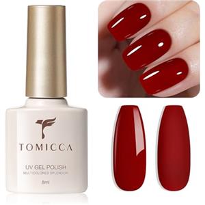 TOMICCA Smalto UV per unghie in gel di colore rosso UV/LED Soak-Off Gel Polish adatto per principianti nail art salon fai da te, 8 ml