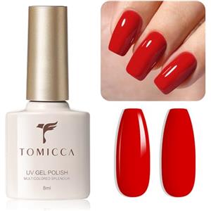 TOMICCA Smalto UV, Rosso Gel Smalto UV/LED Soak-Off Smalto in Gel per Unghie Adatto per Principianti, Nail Art Salon DIY Casa, 8ML