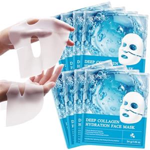 Lxitian Maschera Collagene Viso, Maschera Viso Collagene, Bio Collagen Real Deep Mask, Maschera collagene Viso Coreana, Idratante e rassodante, Antirughe e lifting, Crea una Pelle Carnosa, per Tutta la Pelle