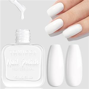 TOMICCA - Smalto per unghie bianco, 15 ml, brillante, asciugatura rapida e a lunga durata, rimovibile con base d'acqua, smalto per unghie per nail art fai da te e manicure