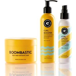COCUNAT - Curl Booster + Boombastic + Curl Spray - Gel definente - Maschera Nutriente - Idrata, Nutre, Rinforza, Elimina L'effetto Crespo e Districa - Curly Method - 250 ml - 200 ml - 125