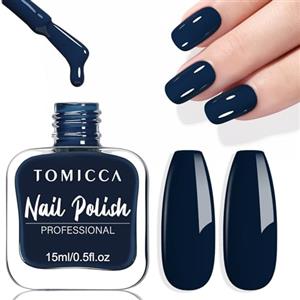 TOMICCA Smalto blu scuro, 15 ml, lucido, ad asciugatura rapida, a lunga durata, blu sfoderabile a base d'acqua, per nail art fai da te