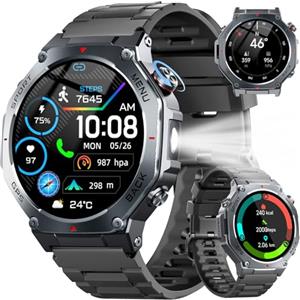 Jugeman Smartwatch Uomo, 1,43" HD Orologio Smartwatch Uomo con Chiamata Bluetooth,Militari Smart Watch Tracker 160+ Modalità Sportive, Sonno/Cardiofrequenzimetro/Contapassi, Smart Watch per Android iOS