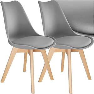 tectake® Set di 2 Sedie da Tavolo, Stile Contemporaneo, Ideali per Sala da Pranzo e Soggiorno, Design Ergonomico, Struttura Solida, Seduta Morbida e Accogliente - Grigio