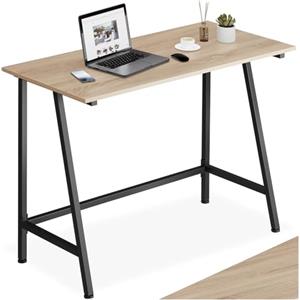 tectake® Scrivania - 100 x 50 x 77 cm - Scrivania Gaming, Tavolo da Lavoro, Banco da Lavoro per Computer con Telaio in Acciaio, Pannello in Truciolato, Legno Industriale Chiaro, Rovere Sonoma