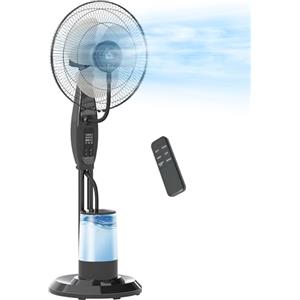 HOMCOM Ventilatore Nebulizzatore con Serbatoio 3.2L, 3 Modalità e 3 Velocità, Ventilatore a Piantana con Oscillazione 70°, Inclinazione 10°, Timer 7.5h, Telecomando, 75W, 120cm