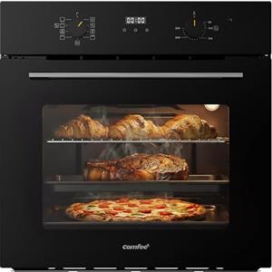 COMFEE' Forno Elettrico Ventilato da Incasso Multifunzione, Capacità 70L, Classe A, 10 Funzioni di Cottura, Funzione Pizza, Pulizia AquaClean, Display LED, Nero - CBO70M80D2-BK