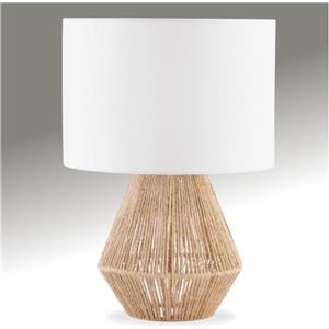 tectake® Lampada Da Tavolo, Lampada Da Scrivania, Lampade da Comodino In Juta, Abat Jour con accenti Luminosi Stile Boho, 60W, E27, Paralume Struttura in Acciaio, Base In Cemento - Ø 32 x 45 cm