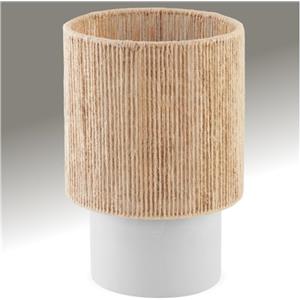 tectake® Lampada Da Tavolo, Lampada Da Scrivania, Lampade da Comodino In Juta, Abat Jour con accenti Luminosi Stile Boho, 60W, E27, Paralume Struttura in Acciaio, Base In Cemento - Ø 20,5 x 30,5 cm