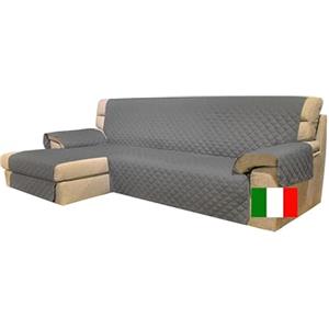 Moonange Copridivano 2 posti con Penisola Seduta 200 cm Impermeabile Salva divano Angolare Antiscivolo Antimacchia Reversibile Antigraffio Antipelo Grigio Scuro