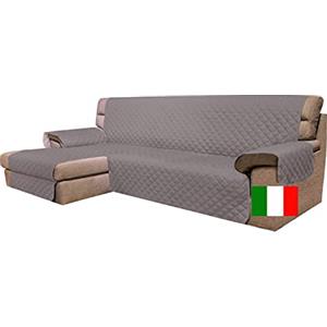 Moonange Copridivano 2 posti con Penisola Seduta 200 cm Impermeabile Salva divano Angolare Antiscivolo Antimacchia Reversibile Antigraffio Antipelo Tortora Scuro