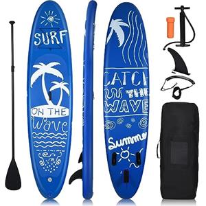 COSTWAY SUP Stand Up Paddle Board Tavola da SUP Gonfiabile con Borsa e Pinne (Blu, M (305x76x16cm))