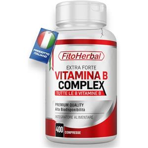 FitoHerbal Vitamina B Complex 400 Mini Compresse ALTO DOSAGGIO Integratore Vitamine B1 B2 B3 B5 B6 Biotina B12 e Acido Folico Integratori Stanchezza Sistema Immunitario Memoria Capelli Occhi Pelle