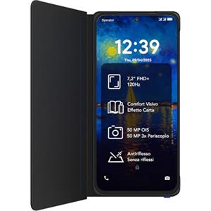 TCL NXTPAPER 60 Ultra 5G Smartphone Android, 7,2" FHD+, 12 GB RAM + 512 GB ROM, telefono con protezione per gli occhi, nero nebulosa, con cover flip e stilo