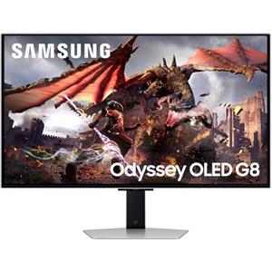 Samsung Monitor Gaming Odyssey OLED G8 (S32DG802), Flat, 32'', 3840x2160 (UHD 4K), 16:9, HDR10+, QD-OLED Glare Free, 240Hz, 0,03ms (GtG), Compatibilità G-Sync, HDMI, USB, DP, HAS, Pivot, Gaming Hub
