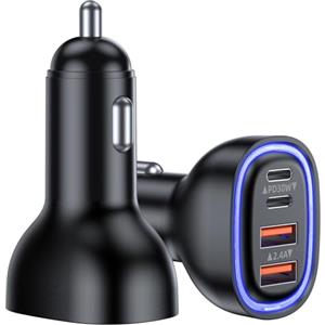 TOONKE Caricabatterie da auto, 4 porte di ricarica rapida USB C PD&QC3.0 78W presa accendisigari per iPhone iPad Samsung Huawei Xiaomi Tablet ecc (2 Pack)