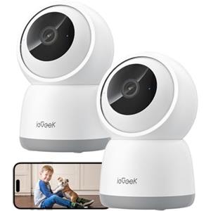ieGeek 2K Telecamera WiFi Interno 2,4/5GHz, Videocamera Sorveglianza Interne con Tracciamento Automatico e Rotazione a 360°, Registrazione 24/7, Visione Notturna, Audio Bidirezionale, SC1, Bianco/2pcs