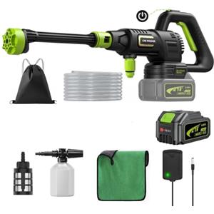 Lambluefly Idropulitrice a Batteria 4000mAh, 120Bar Idropulitrice Professionale con Motore Brushless, Regolabile su 3Livelli, Idropulitrice Portatile per Lavaggio Auto, Pulizia e Irrigazione