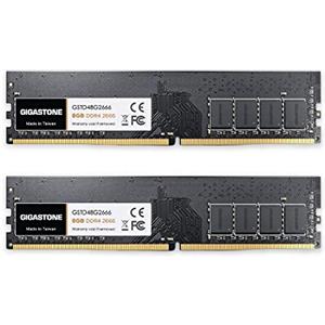 Gigastone 【DDR4 RAM】GIGASTONE 16GB Kit(2x8GB) DDR4 2666MHz (2400MHz or 2133MHz) PC4-21300 (PC4-19200/17000) CL19 1.2V UDIMM 288pin Unbuffered Non ECC Ideale PC Desktop alta prestazione Memoria Upgrade