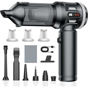 Kedifoai Aspirabriciole Senza Fili Potente, 25000Pa 4 in 1 Aspirapolvere Auto Portatile,Aspiratore e Soffiatore con Motore Brushless,USB C Mini Aspirapolvere Potente per Auto Casa Ufficio Peli di (grigio)