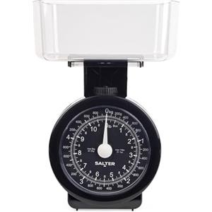 Salter 114 BKCLDR - Bilancia da cucina meccanica, compatta, 5 kg, recipiente lavabile in lavastoviglie, facile pulizia, riponibile nella ciotola, sistema metrico/imperiale, ampio quadrante, nero