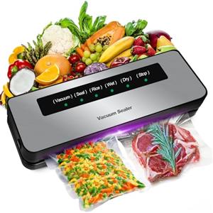 Dictien 6 in 1 Macchina Sottovuoto per Alimenti, Automatica Sigillatrice Macchina Sottovuoto Alimenti Secchi che Umidi, Vacuum Sealer con 20 Sachetti Sottovuoto e Tubo Sottovuoto