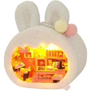 TOPBSFARNY Supporto per libri in legno 3D, puzzle fai da te per casa delle bambole, angolo in legno, kit di costruzione con luce LED, per adulti, per costruire creatività, Natale, Halloween (stile B)