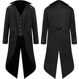 YQVGFBY Cappotto Steampunk Costume da mago medievale Cappotto da pirata per Halloween, rinascimento, vampiro pirata