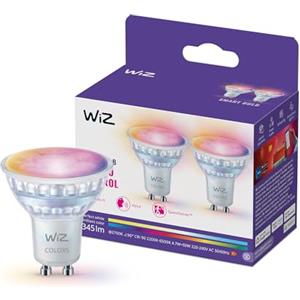 WiZ Faretto LED smart vetro GU10, a colori e bianco Regolabile, equivalente 50 W, 2.200-6.500 K, 345 lumen, intensità regolabile, compatibile Alexa, Google Assistant e Apple Home, conf. da 2